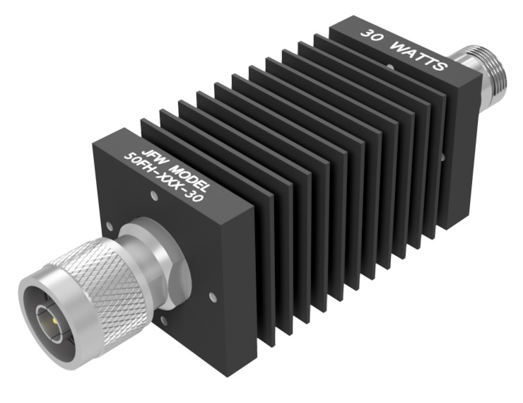 30 Watt fixed attenuator with 50 Ohm N male/female connectors