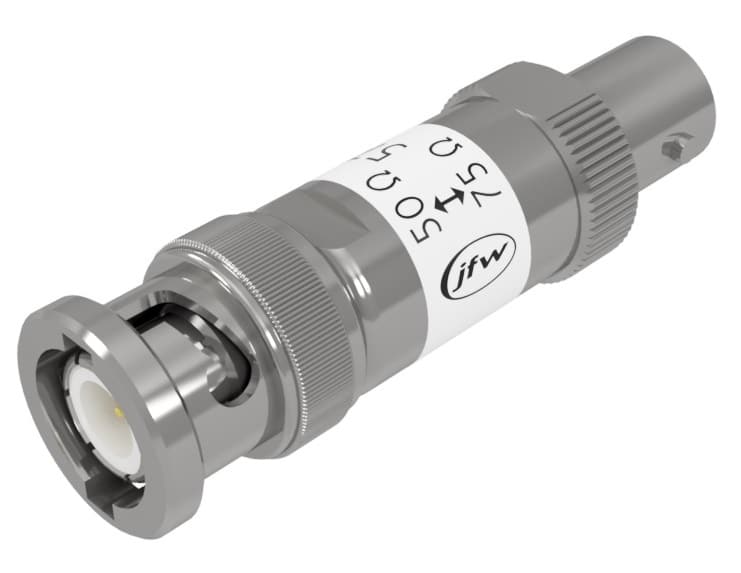 Impedance matching transformer with BNC male/female RF connectors