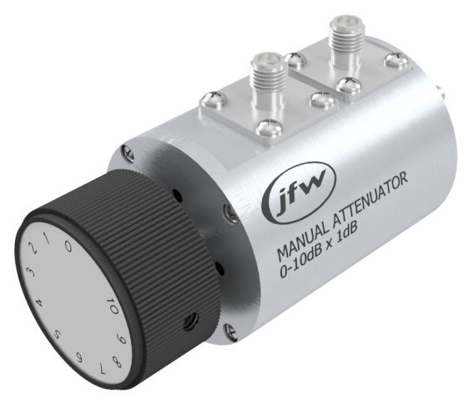 50 Ohm manual attenuator with SMA female and attenuation range 0 to 10dB by 1dB steps