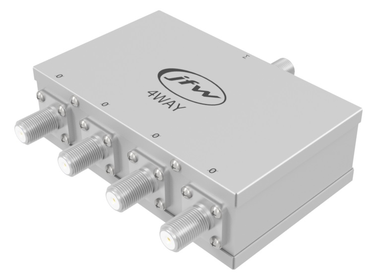 4-way reactive power divider/combiner with 75 Ohm F female connectors