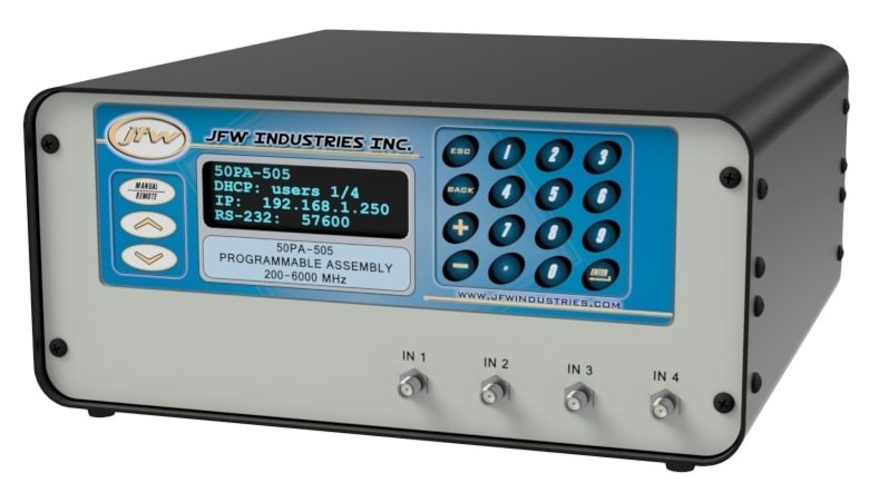 50PA-505 SMA four channel attenuator assembly with Ethernet and serial remote control