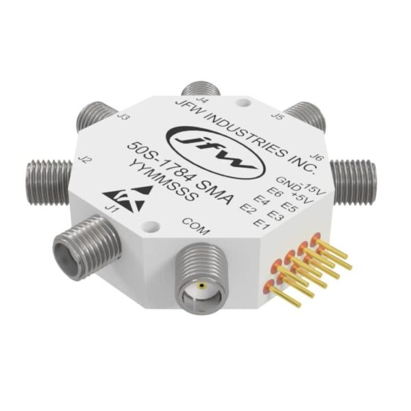 50 Ohm absorptive 1P6T solid-state 18GHz RF switch with SMA female