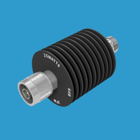 JFW model 50FHC-XXX-25 fixed attenuator 25 Watt with 50 Ohm N male/female