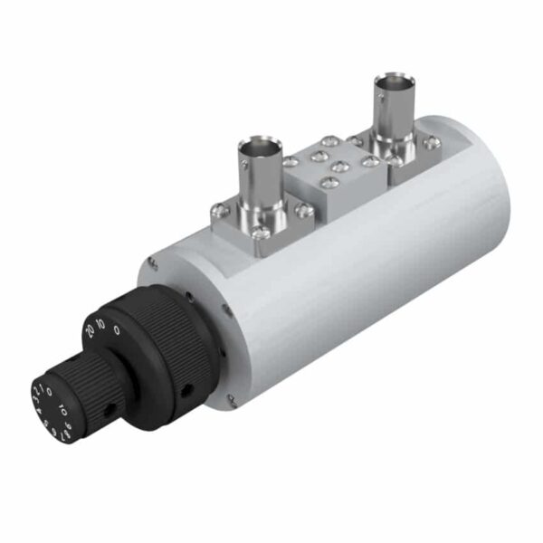 75 Ohm dual knob manual attenuator with BNC female and attenuation range 0 to 30dB by 1dB steps