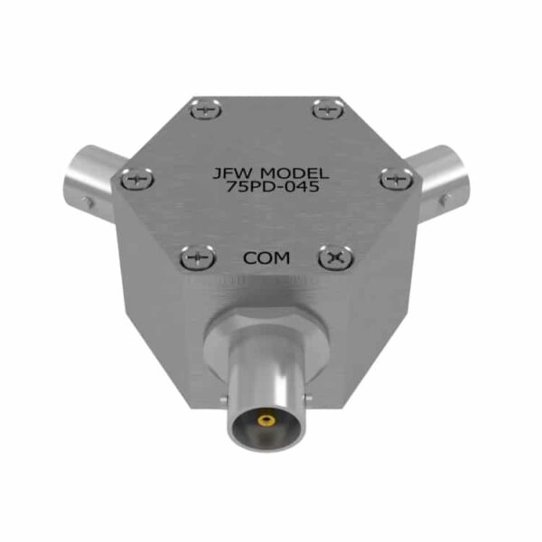 Model 75PD-045 resistive 2way power divider/combiner with 75 Ohm BNC female connectors