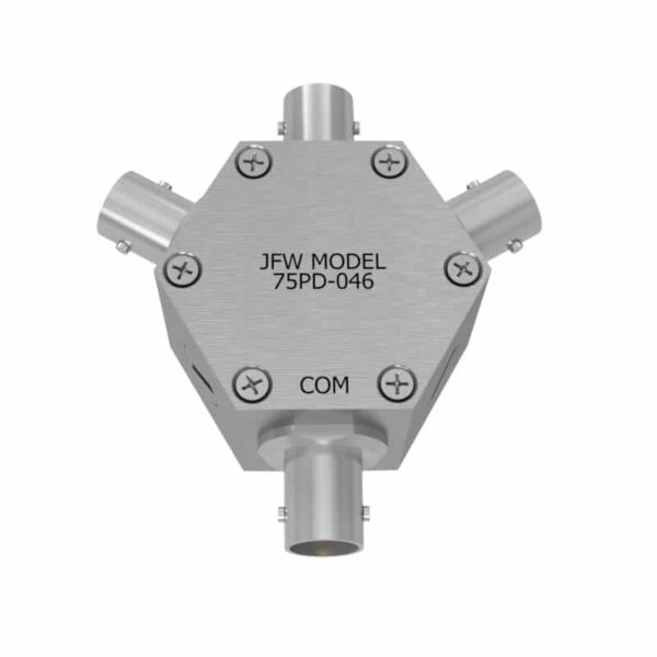 JFW Model 75PD-046 resistive 3way power divider/combiner with 75 Ohm BNC female connectors
