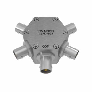 JFW Model 75PD-165 resistive 4way power divider/combiner with 75 Ohm BNC female connectors