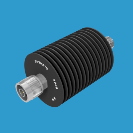 JFW model 50FHXC-XXX-50-6 fixed attenuator 50 Watt with 50 Ohm N male/female