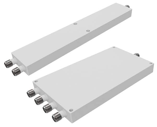 2-Way and 4-Way power divider/combiner with SMA female covering 350-6000 MHz