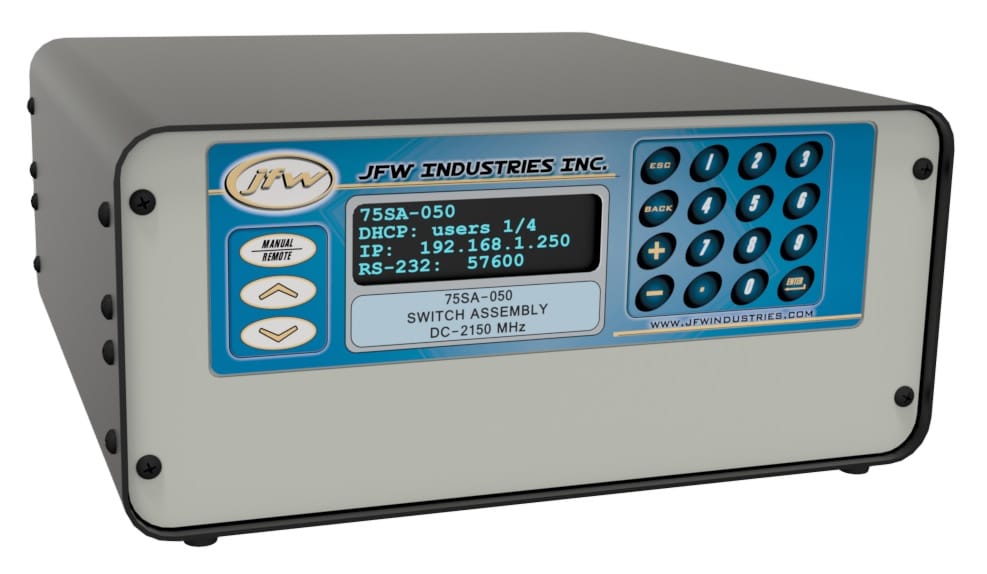 Benchtop 75 Ohm RF switch Assembly with Ethernet/Serial Controls