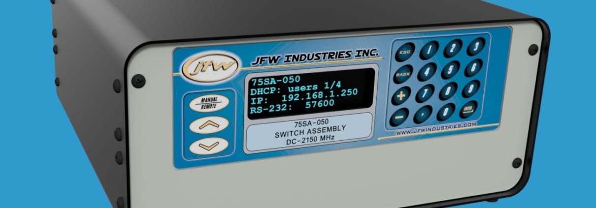 JFW model 75SA-050 RF switch assembly with Ethernet/Serial controls