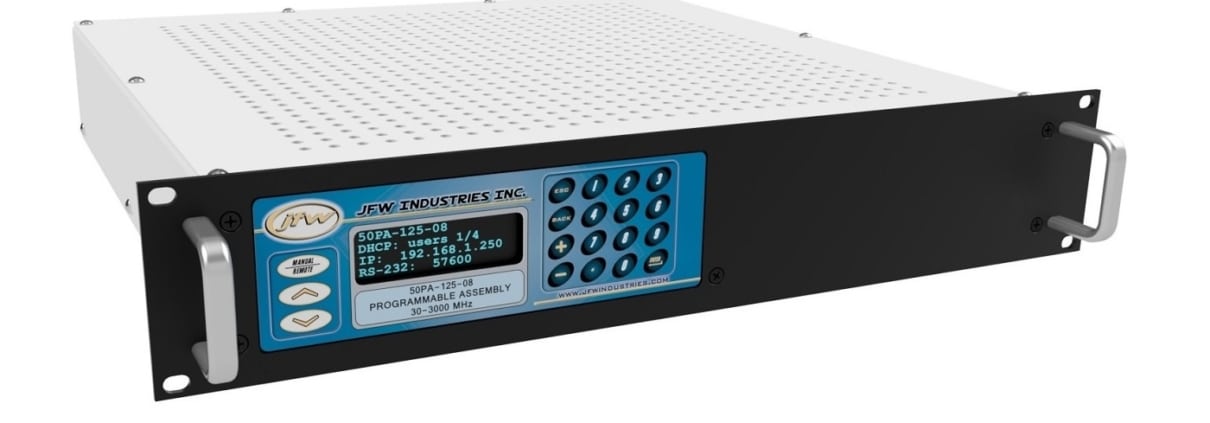 Attenuator assemblies with Ethernet and Serial remote controls from JFW Industries, Inc.