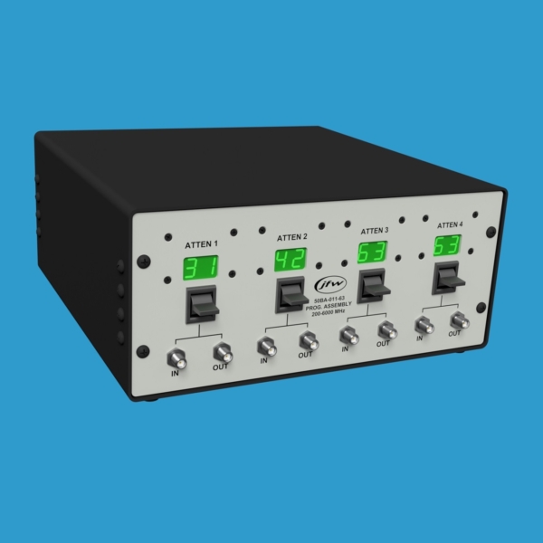 JFW model 50BA-011-63 SMA quad channel attenuator with Ethernet/Serial control