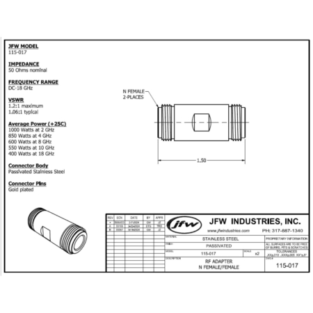 Adapter N female/female DC-18 GHz | 115-017