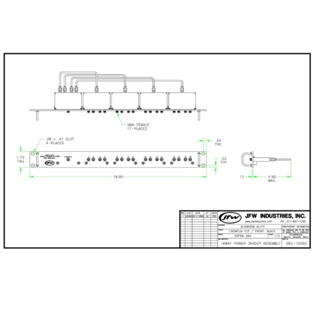 16-Way power divider assembly | 1RU high | SMA female